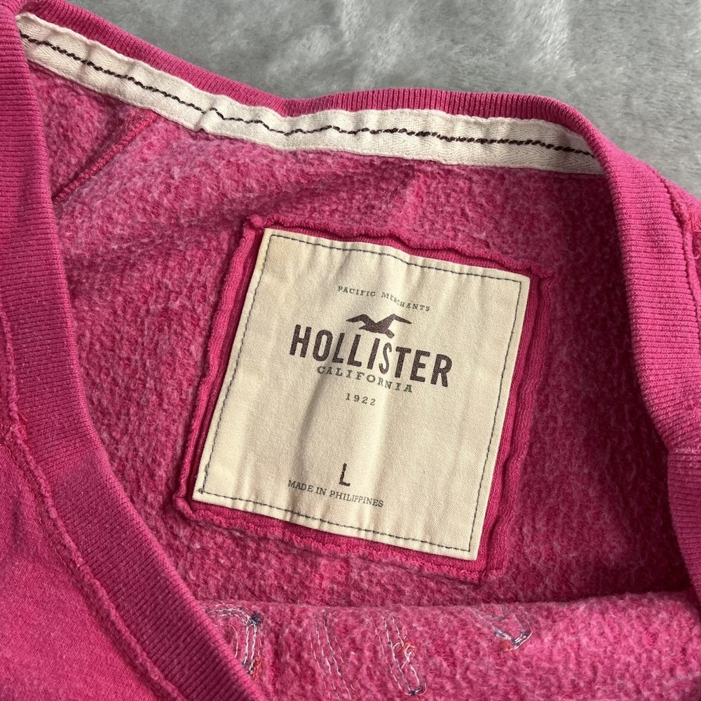 Hollister Sweatshirt Womens L Pink Laguna Surf Academy Scoop Neck Fleece Y2K - Picture 4 of 7